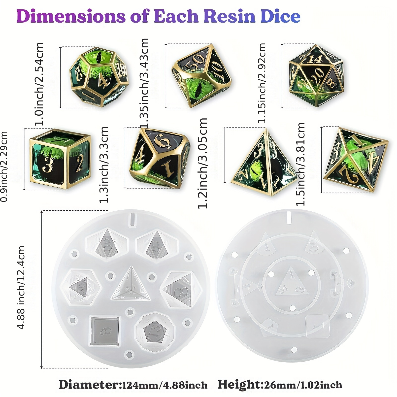 Upgraded Dice Resin Molds Silicone, Dnd Dice Silicone Molds For Epoxy Resin Casting With 7 Standard Stereoscopic Dice Cavities, Resin Mold For Dices Making, Table Board Game Dice Lovers Gift