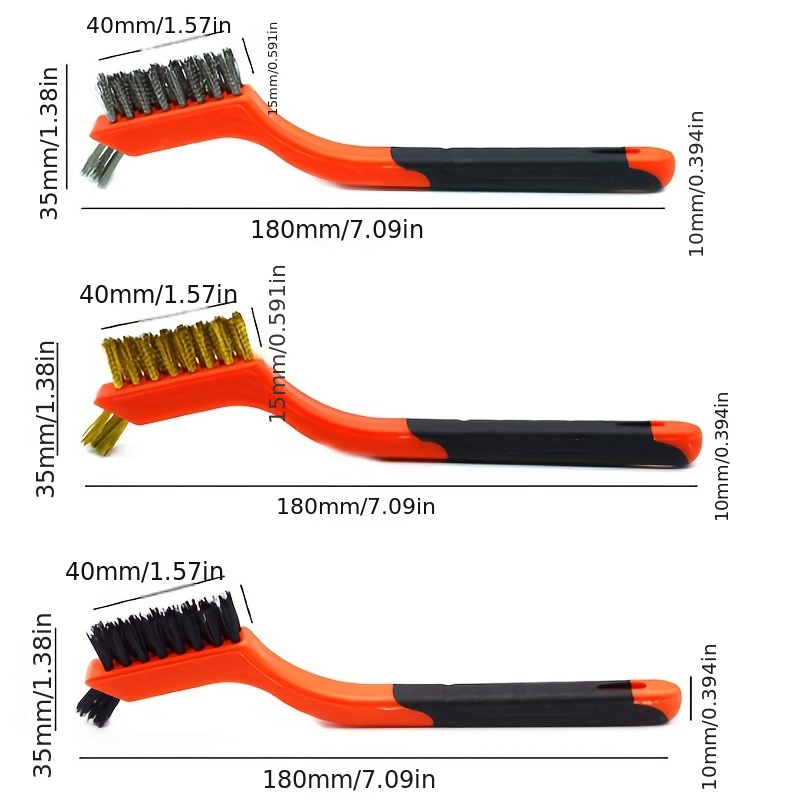 Small Wire Brush Set, Wire Brushes for Cleaning Rust Removal, 3 Brush Types  Stainless Steel Brush for Cleaning, Brass Metal Brush, and Nylon Brushes.