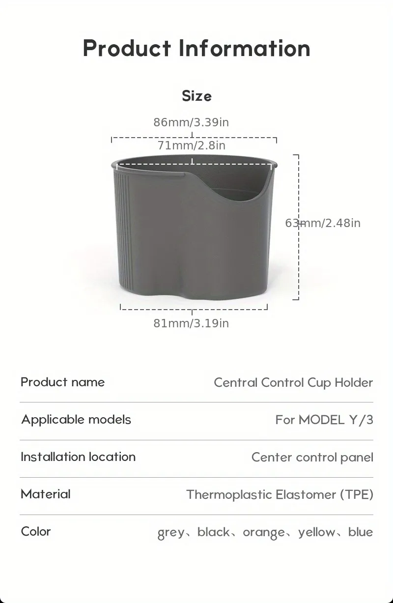1pc Porte-gobelet En Silicone Lavable Tesmars Pour L'insert De Console  Centrale Model 3/Y Accessoires De Porte-gobelet Simple - Temu France