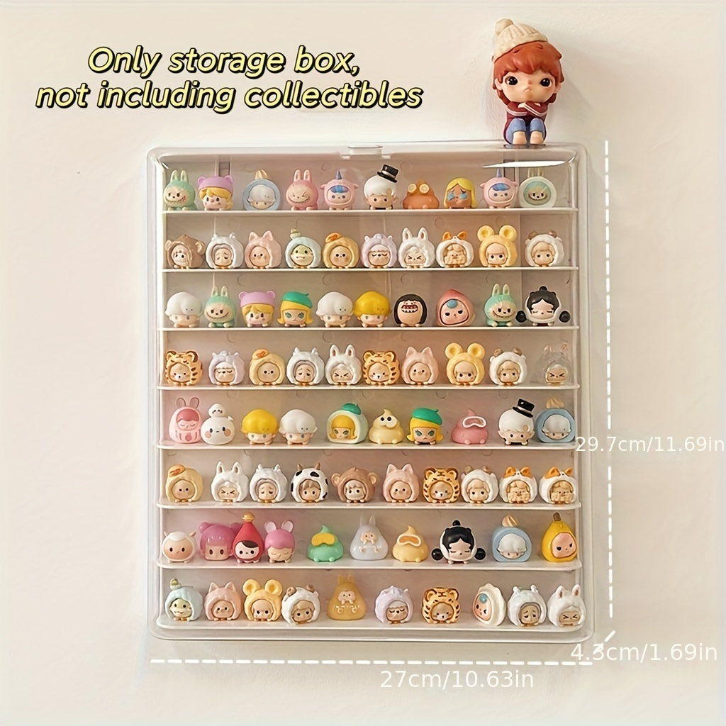 1pc Acrylic Cute Mini Figure ay Box Wall Hanging Mini Figure ay Cabinet Mini Figure Storage ay Rack Transparent Small Ornament