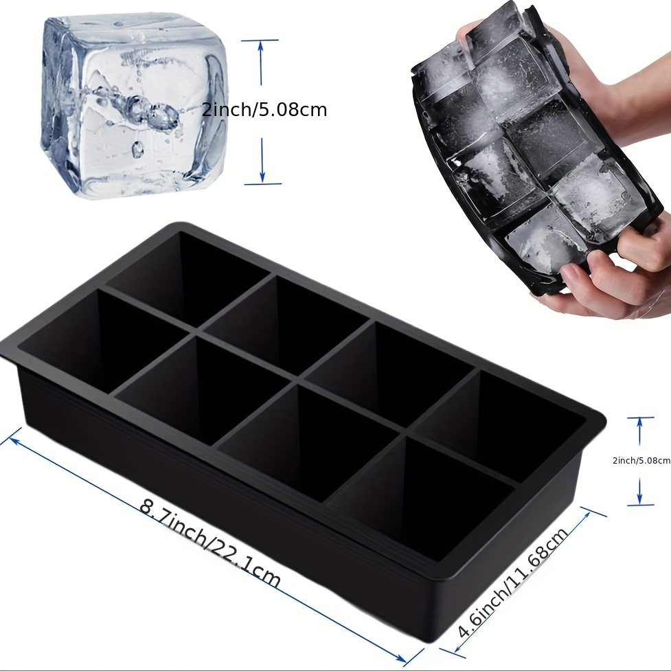 Ice Cube Trays Large Size Flexible 6 Cavity Ice Cube Square Molds for  Whiskey an