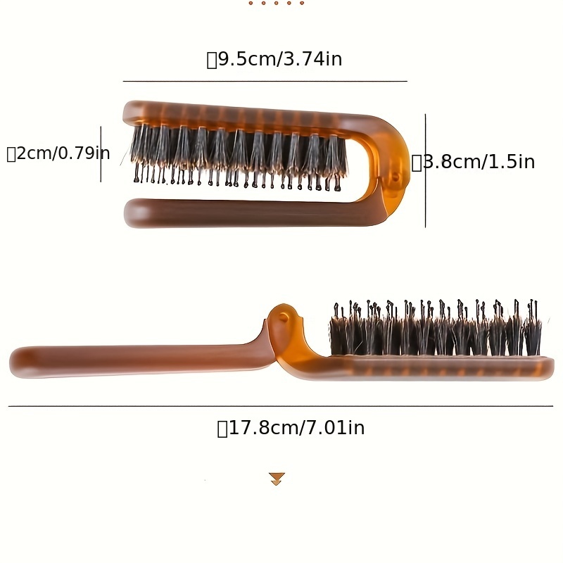 Travel Brush Mini Boar Bristle Brush Folding Hair Brush for Thin