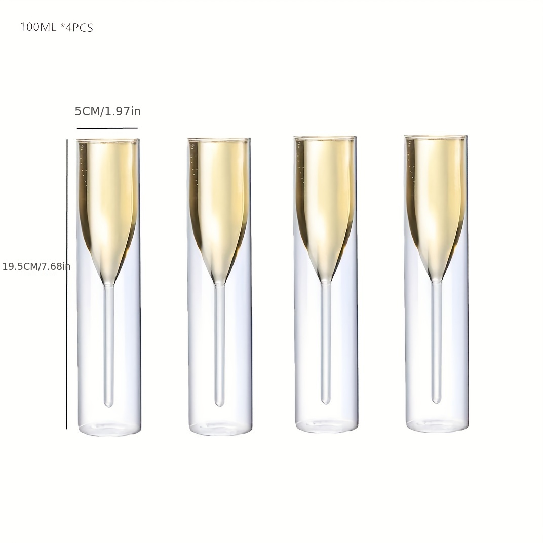 Champagne Glass Double Wall Glasses Flutes Goblet Bubble Wine Tulip  Cocktail Wedding Party Cup - Temu