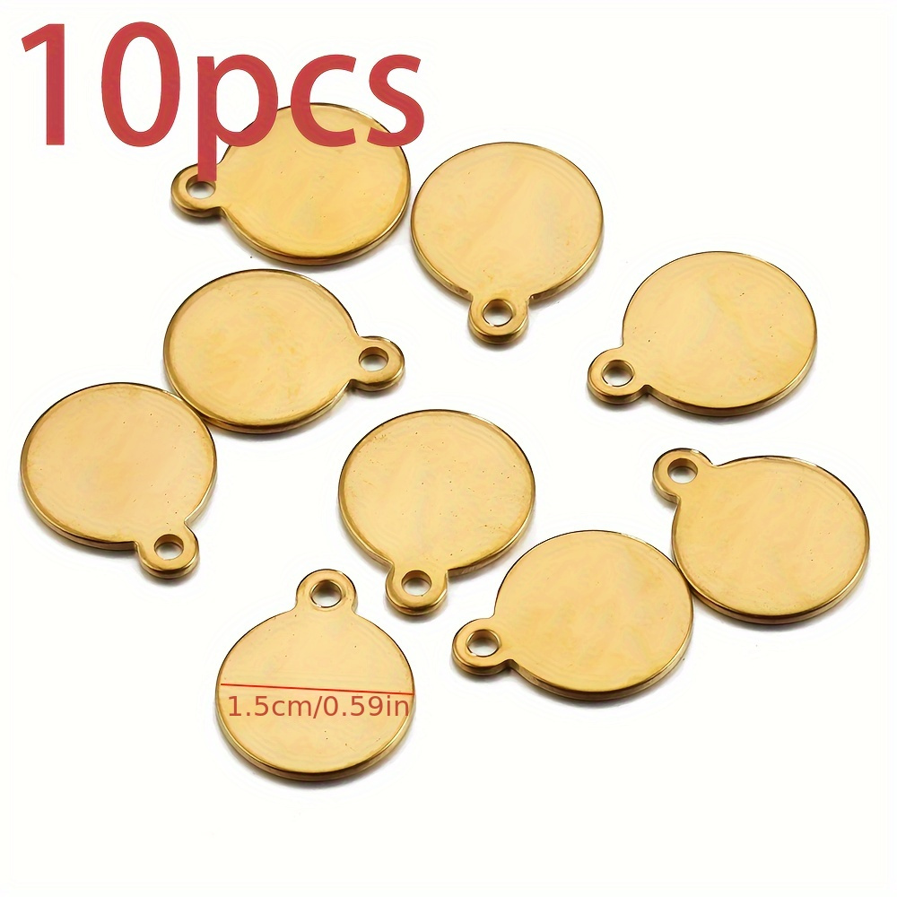TEMU 10pcs Stainless Steel Round Pendants Mirror Glossy Golden Round Gourd Pieces Bracelet Necklace Jewelry Additions