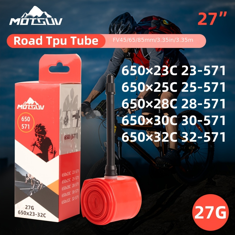 

Motsuv 27g Tpu Road Bike Tube, 650x18c/23c/25c/28c/32c, Ultra-lightweight With Valve, Compatible With Valves 45/65/85mm, High- Tire