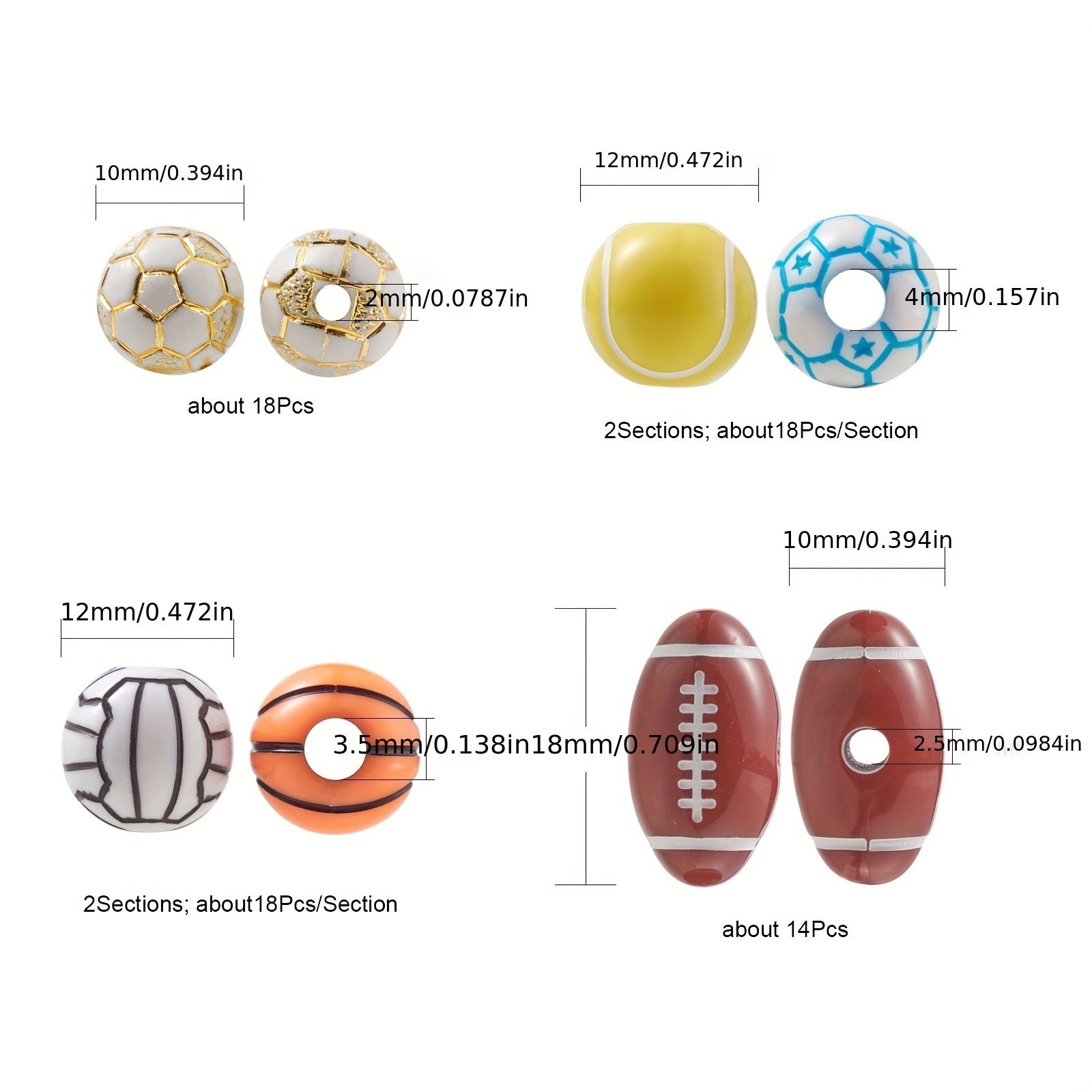 100Pcs American Football Beads for Bracelet Making, 16mm Acrylic Sport  Beads with Crystal Elastic Rope and Scissors for DIY Jewelry Bracelets  Making