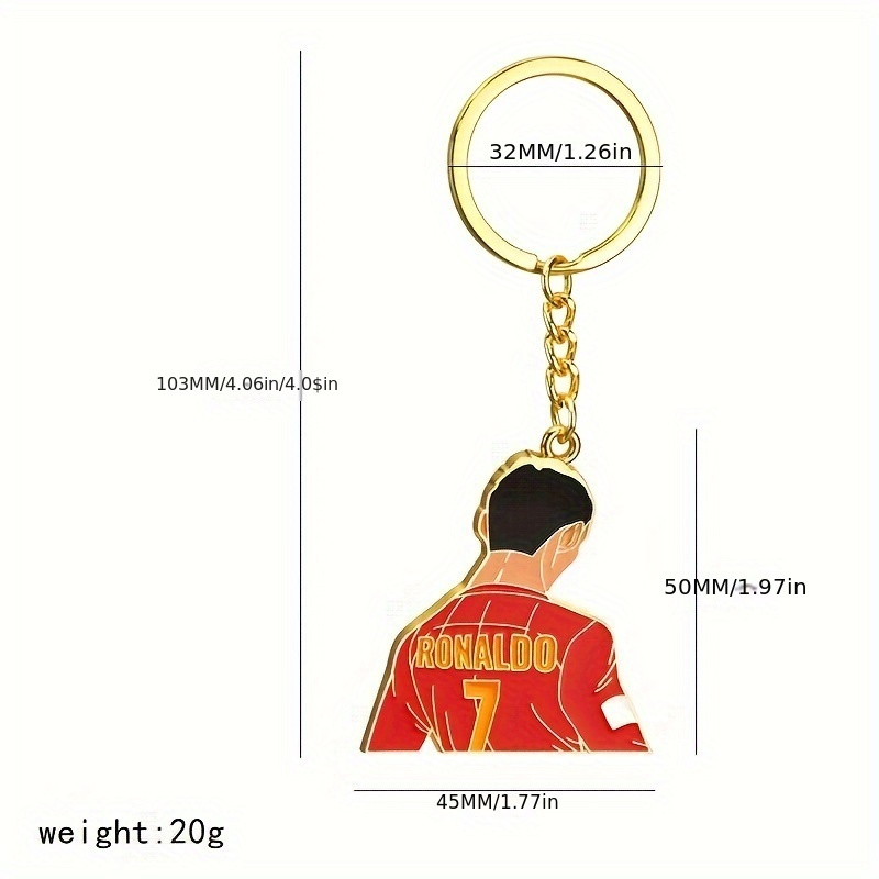 Cristiano Ronaldo Silhouette Keychain - Zinc Alloy, Sporty Style, Perfect Gift for Soccer Fans details 3