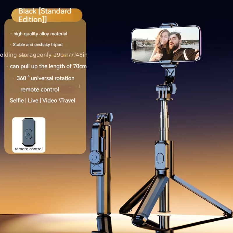  Estabilizador de cardán para smartphone, trípode de palo selfie  de 1 eje con seguimiento facial, rotación de 360°, trípode portátil 4 en 1  con barra extensible para iPhone 14/Android grabación de 