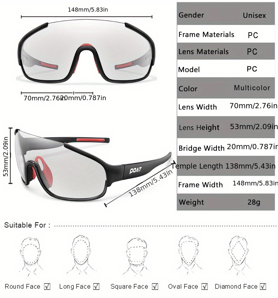 Photochromic Outdoor Sports Transparent Light Grey Temu