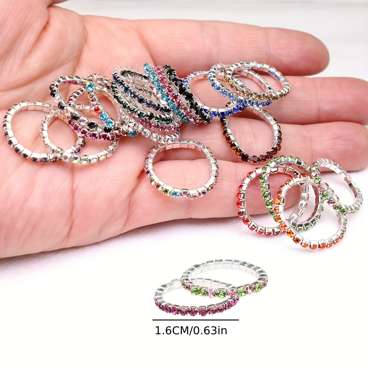 Women's Sparkling Rhinestone Elastic Rings Set