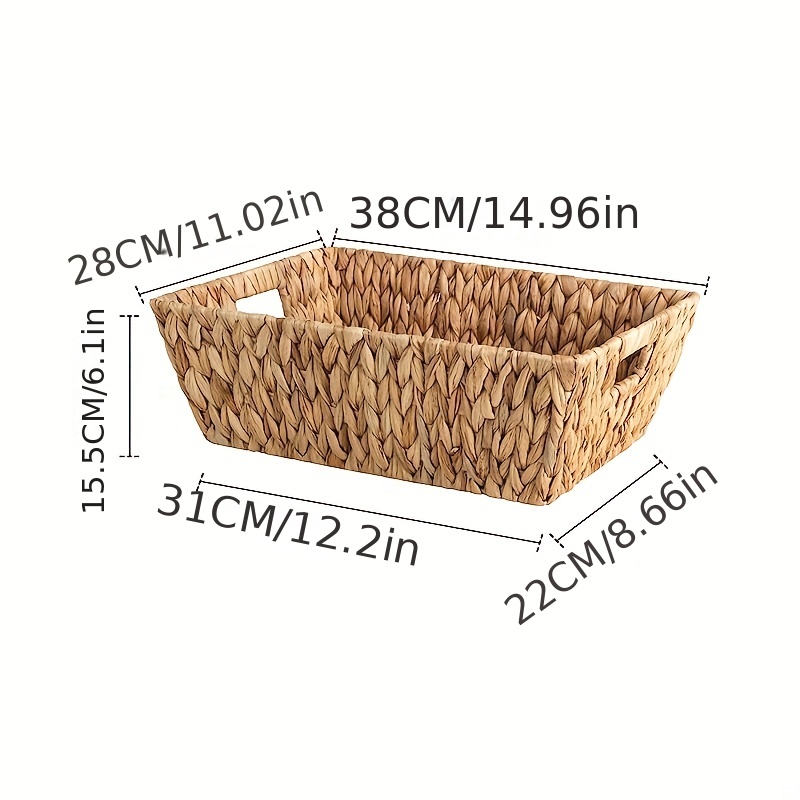 Large Wicker Storage Basket, Set of 3, Woven Water Hyacinth