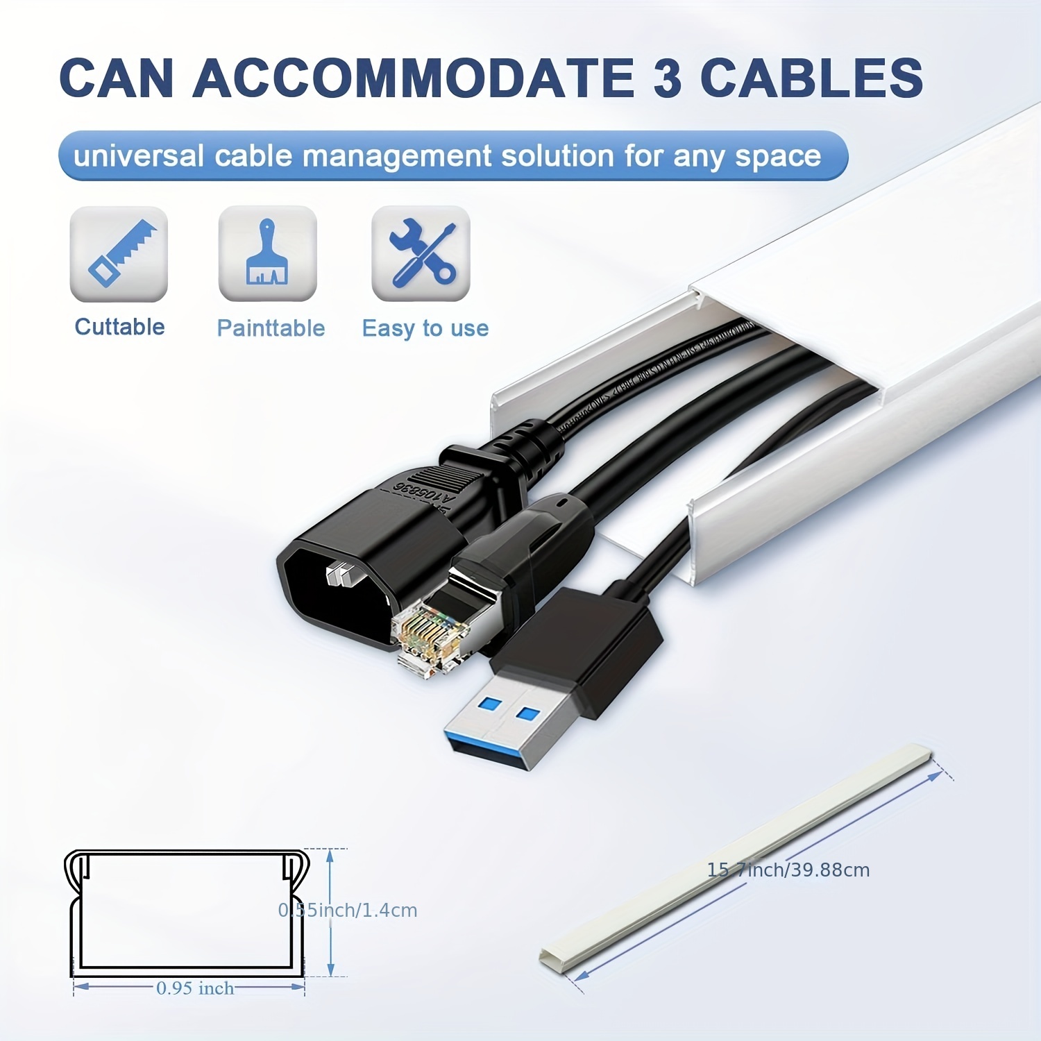 Trademark Commerce XGSC405 Cable Concealer On-Wall Cord Cover 12 Raceway Kit - Cable Manage