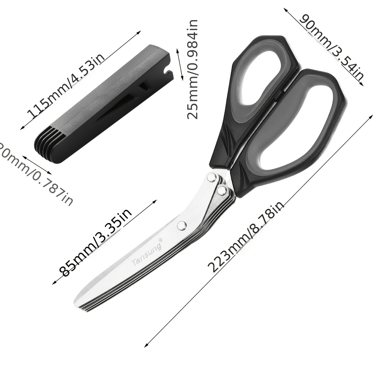 Five-Layer Vegetable Scissors Office Shredding Stainless Steel  Scissors(Green White)