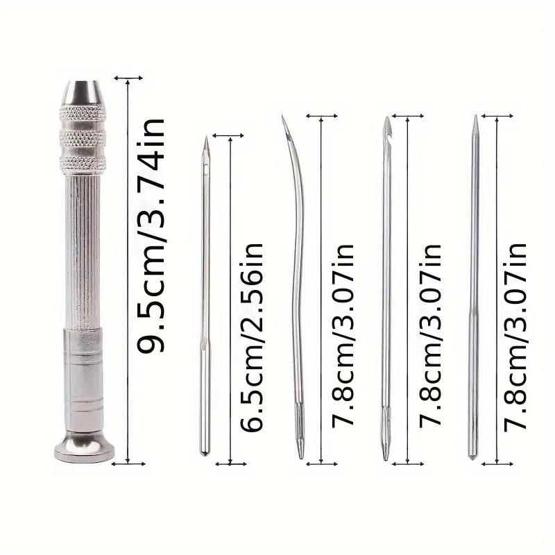 4pcs leather sewing awl set replaceable multifunctional shoes repair tool kit punch stitching needles diy sewing leathercraft details 0