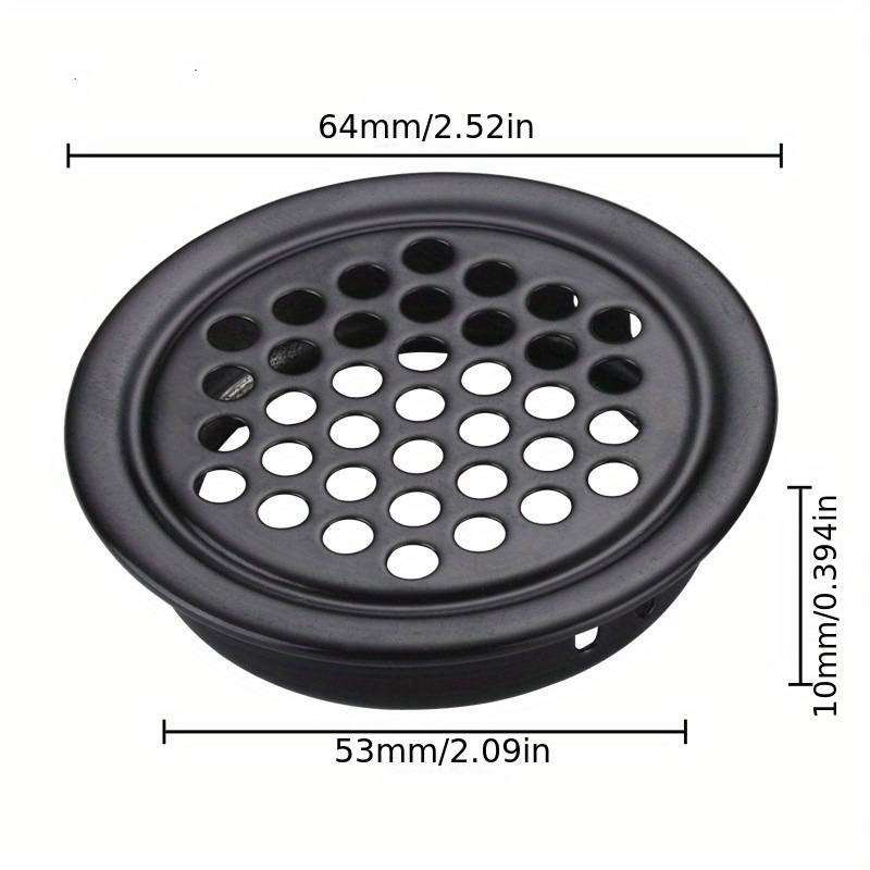 Set Of 5 Wardrobe Vent Covers With Mesh Holes, In Convex Flat Louver Styles, Made Of Stainless Steel In Sizes 19mm, 25mm, And 53mm