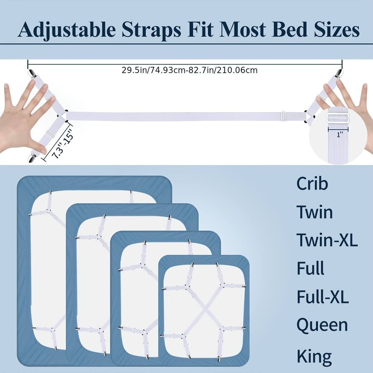 Siaomo Bed Sheet Clip Straps - 2 Way Adjustable Crisscross Sheet