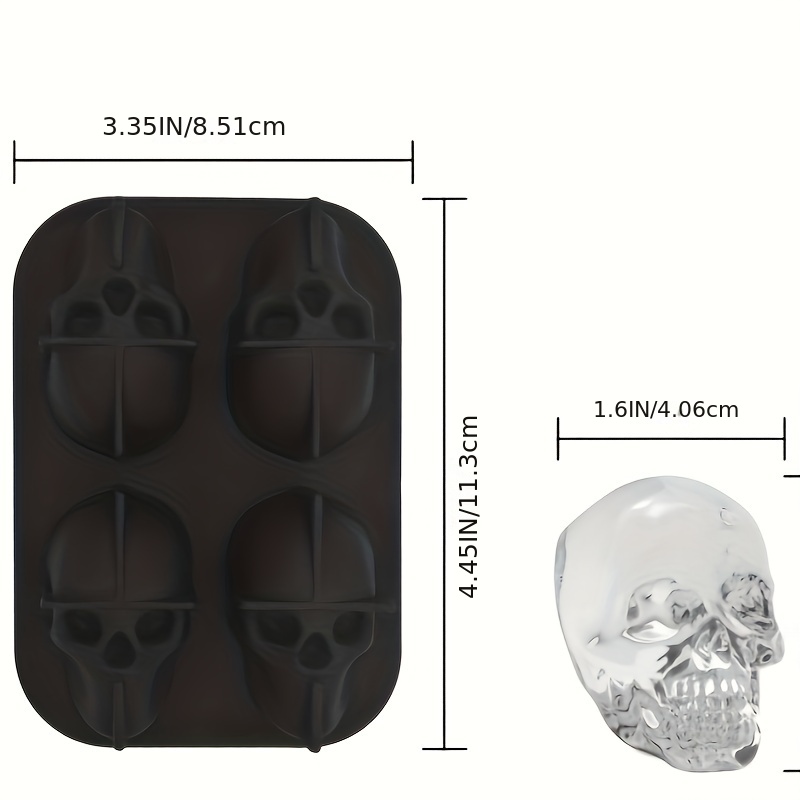 Skull Shape 3D Ice Cube Mold Tray for Halloween, Flexible Silicone Ice Cubes  Maker for Christmas Party, for Whiskey, Cocktails and Juice Beverages,  Black 