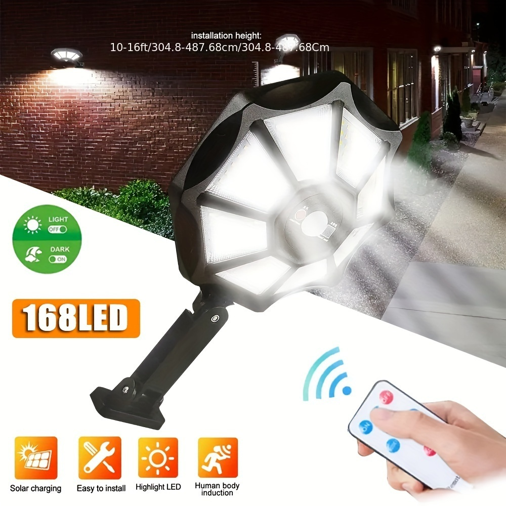 

1/2pcs Solar Motion Sensor Street Light With Remote Control, 3 Lighting Solar Lights, 180 ° Adjustable, 360° Wide-angle Lighting Safety , For Gardens, , Garages, Commercial Street