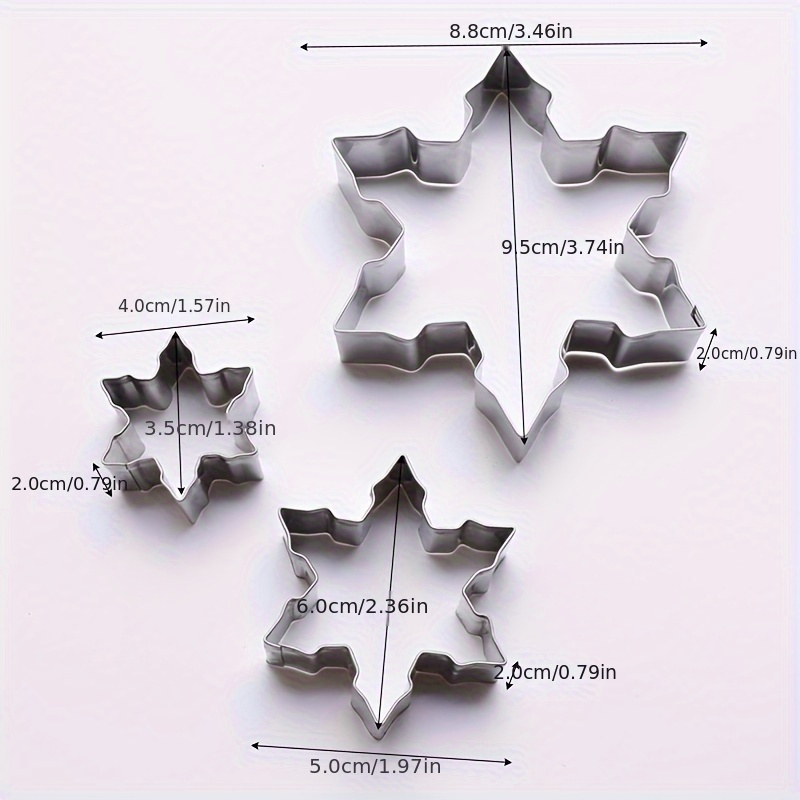 3pcs set of 3d christmas snowflake stainless steel cookie cutters fondant biscuit embossing molds   holiday baking   holiday baking tools durable baking molds Product details 2