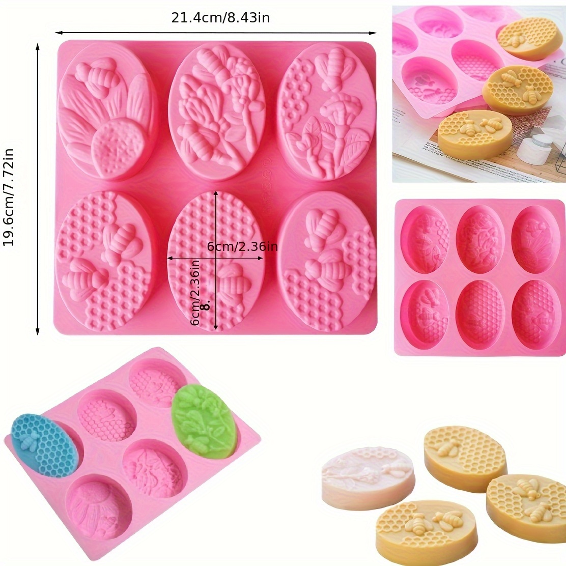 TEMU Premium Silicone Soap Molds Set, Soap Making Craft Tools, Candle Making Honeycomb Mould, Cake Pan Molds For Baking, Biscuit Chocolate Mold,