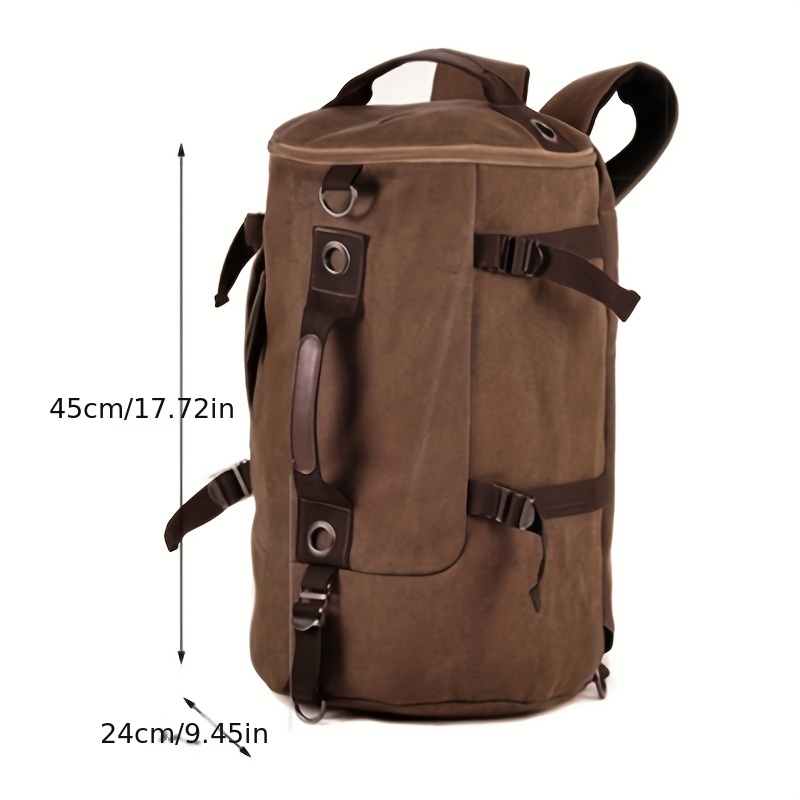 1pc New Travel Mountaineering Men's Bag Portable One Shoulder Double Shoulder Canvas Sports Drum Backpack Computer Bag Schoolbag - Click Image to Close