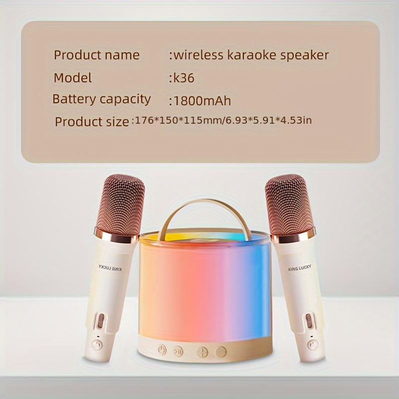 KING LUCKY K36 With Two Microphones Mini Karaoke Audio All in one Machine High Sound Quality Dual Microphone Singing Ultra Long Battery Life