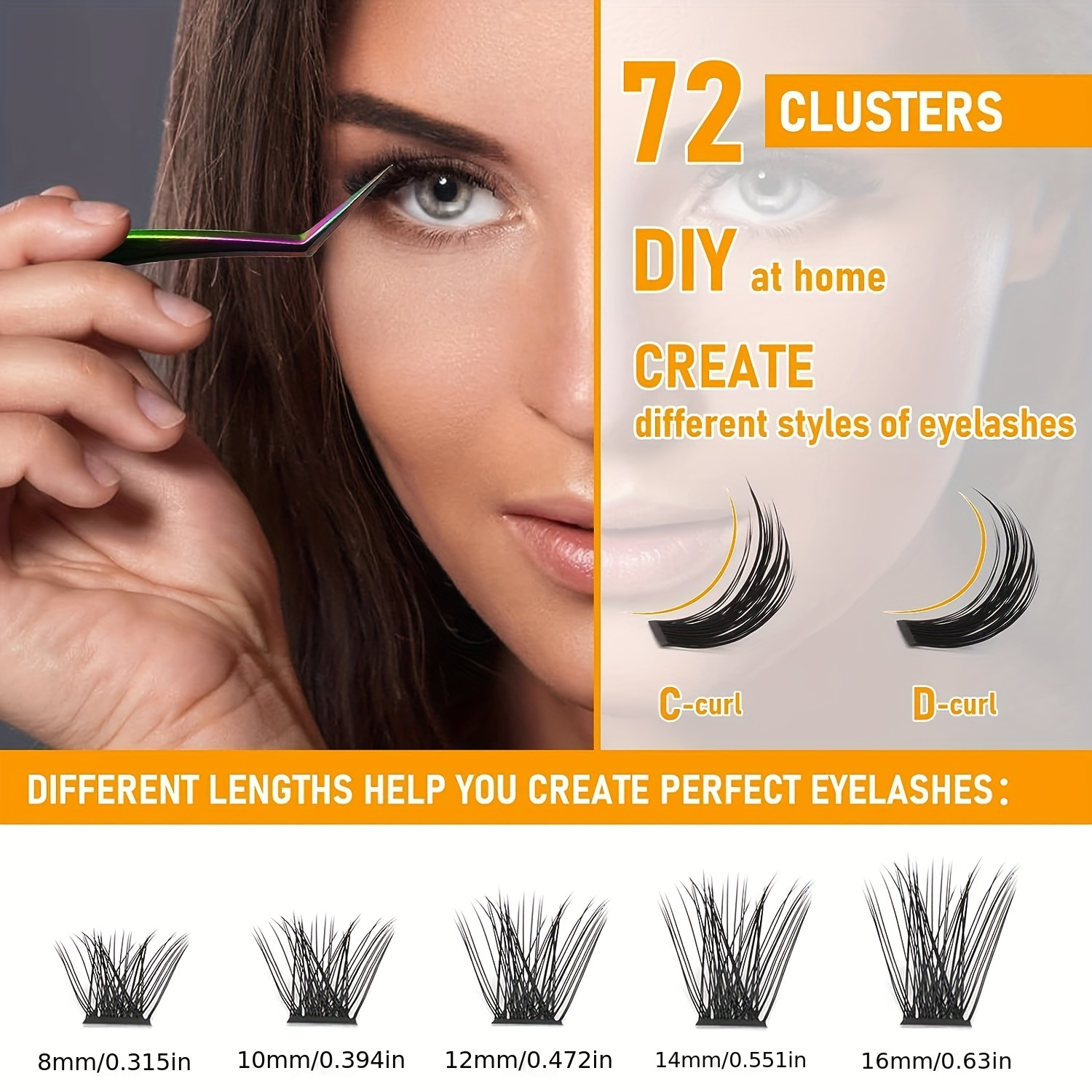 72 Pcs Cluster Lashes DIY Lash Extension Volume Wispy Eyelash Clusters 8-16mm
