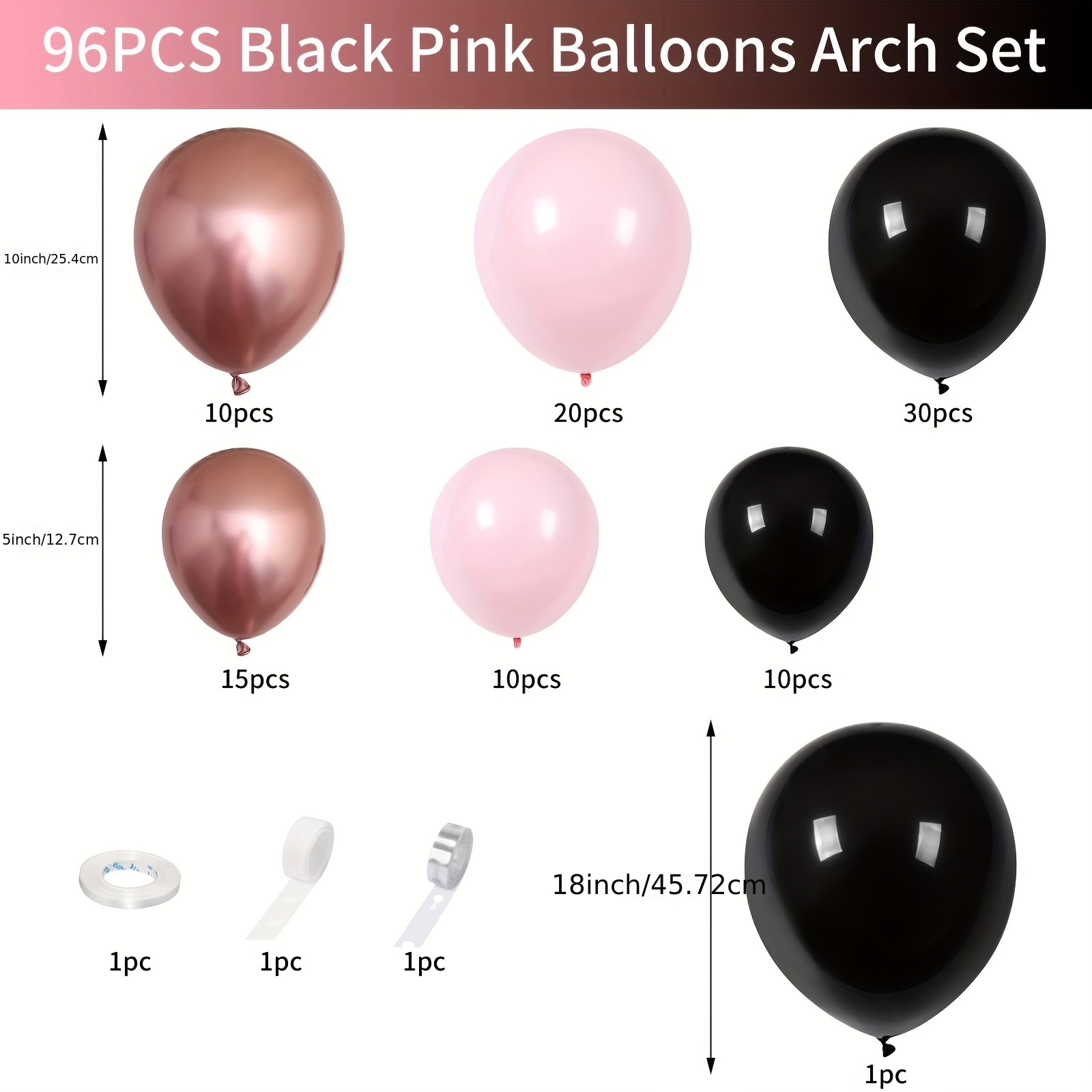 127 Piezas Kit Arco Globos Dorado Rosa Negro Perla Negra - Temu