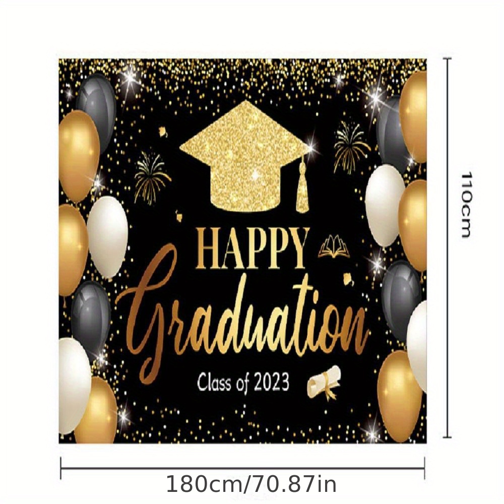 Class of 2023 Graduation Backdrop Congrats Party Gold Photo Background  Banner