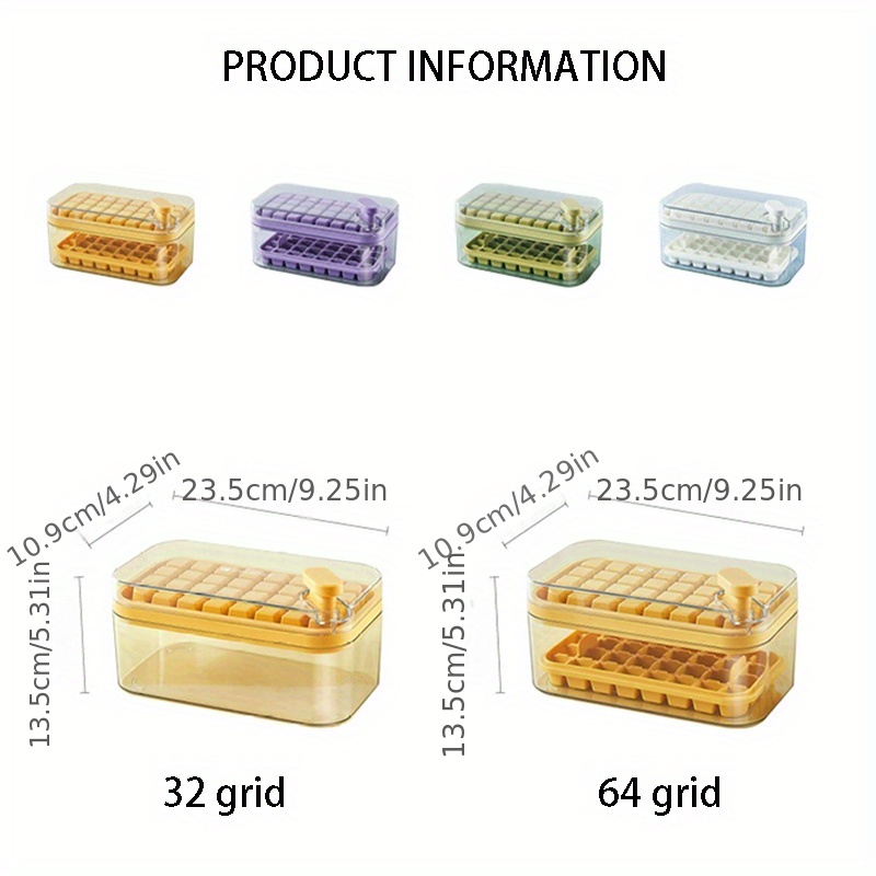 One-button Press Type Ice Mold Box Kitchen 32/64 Grid Ice Cube