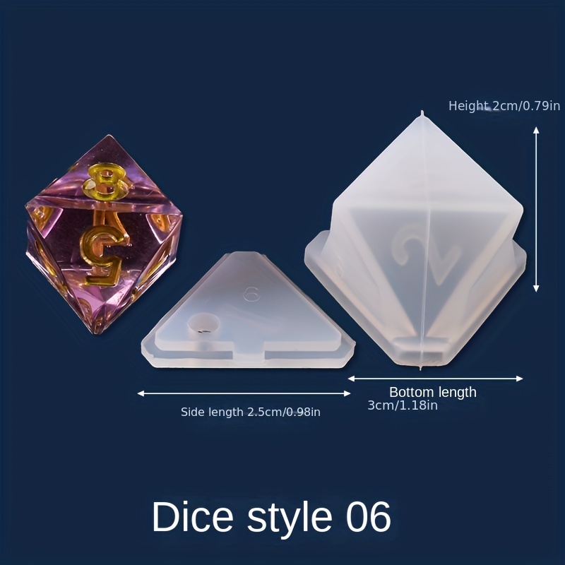 7 Pack Resin Dice Molds Diy Crystal Epoxy Mold Triangle Dice