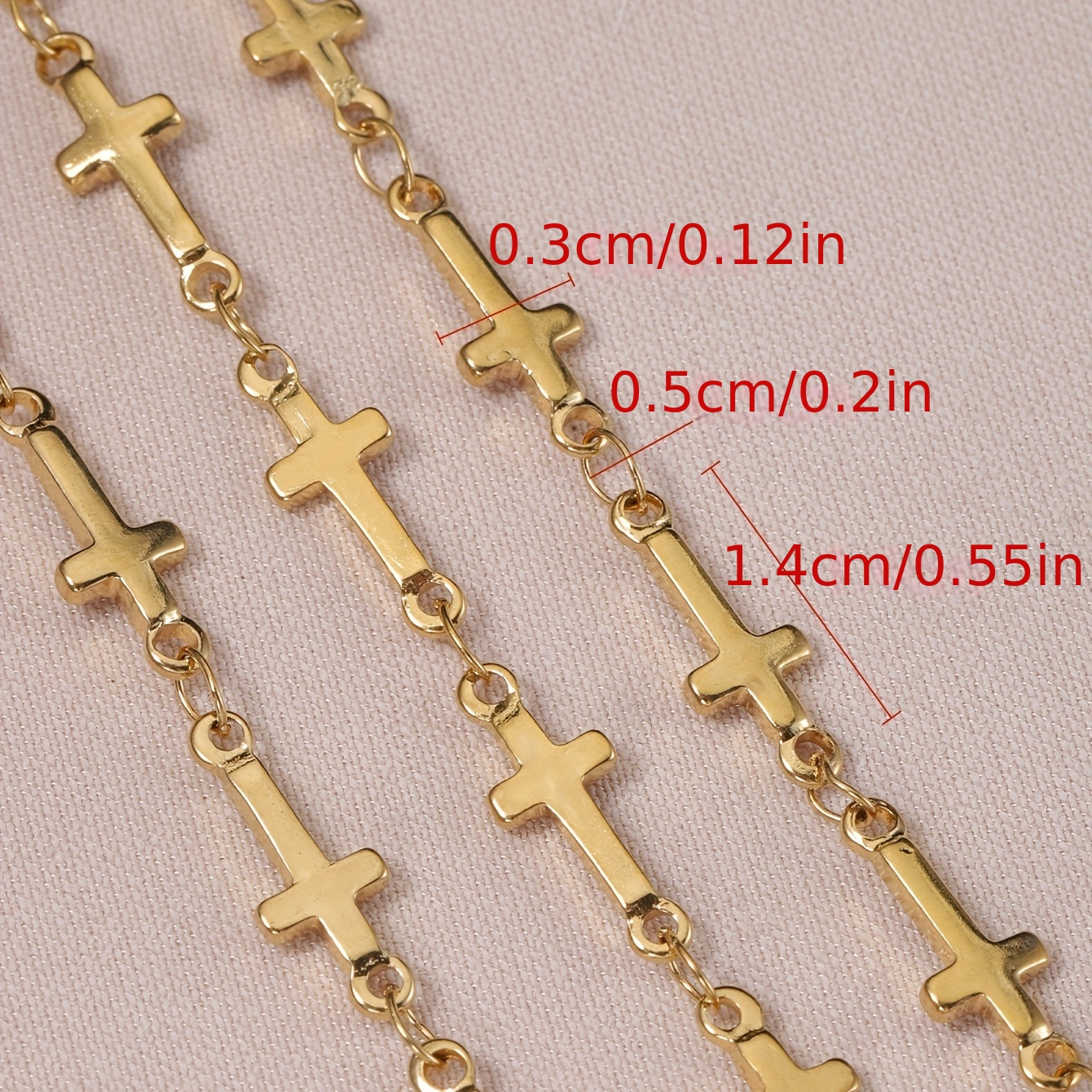 1meter Stainless Steel Cross Charm Beaded Link Chains Long - Temu