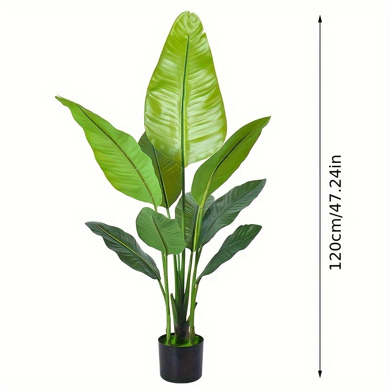 TEMU Artificial Bird Of Paradise Plant, Fake Tree With Realistic Leaves And Durable Pots, Adjustment-free Artificial Tree For Indoor Outdoor Home Decor