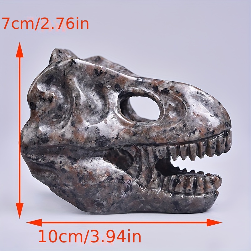 Natural Sodalite Flint Dinosaur Skull Carved Ornament Healing Crystal