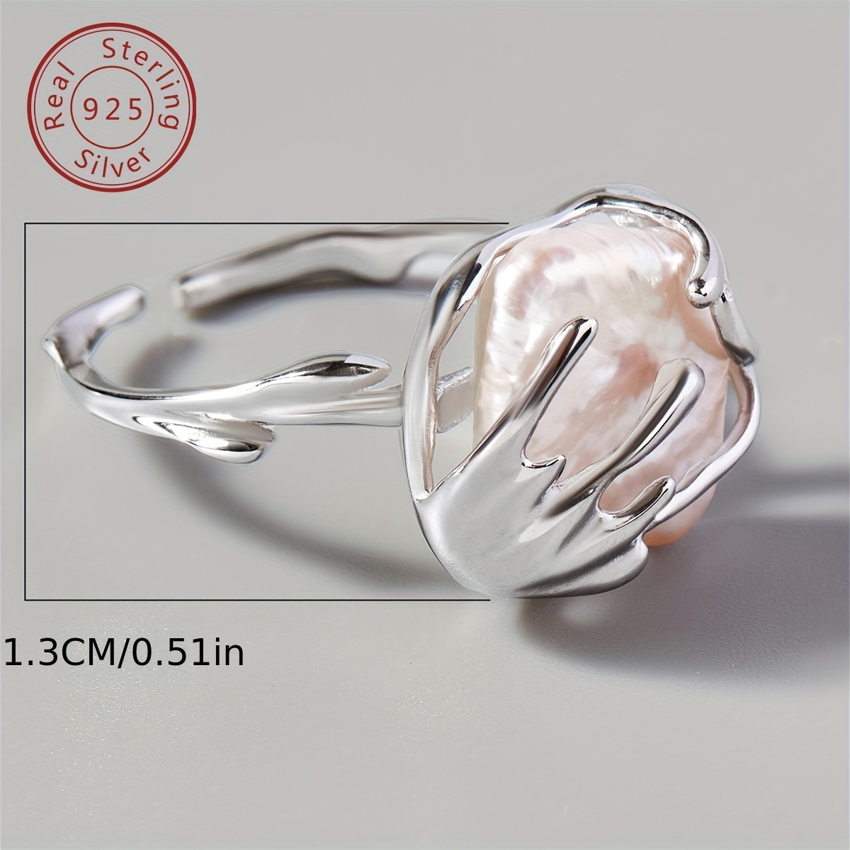 1pc elegant 925 sterling silver adjustable ring with natural   oil painting rattan texture design   birthstone     gifting valentines day suitable   3 3 grams details 3