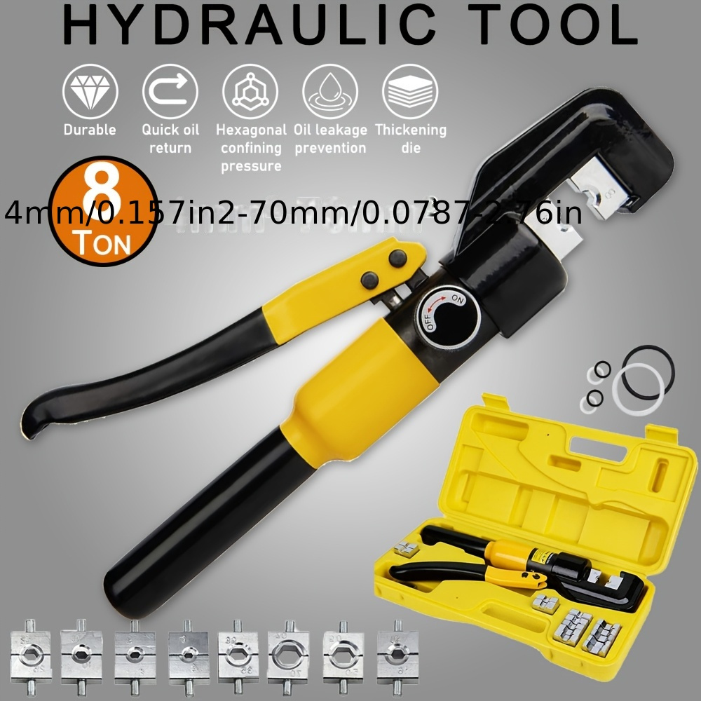 8 ton wire force hydraulic terminal crimper cable crimping tool 8 dies 4 70mm