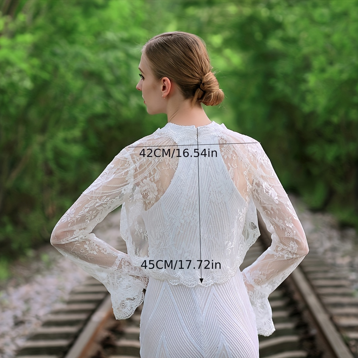 Scialle da sposa elegante in pizzo a maniche lunghe, bolero da sposa  coprispalle in tulle chic per