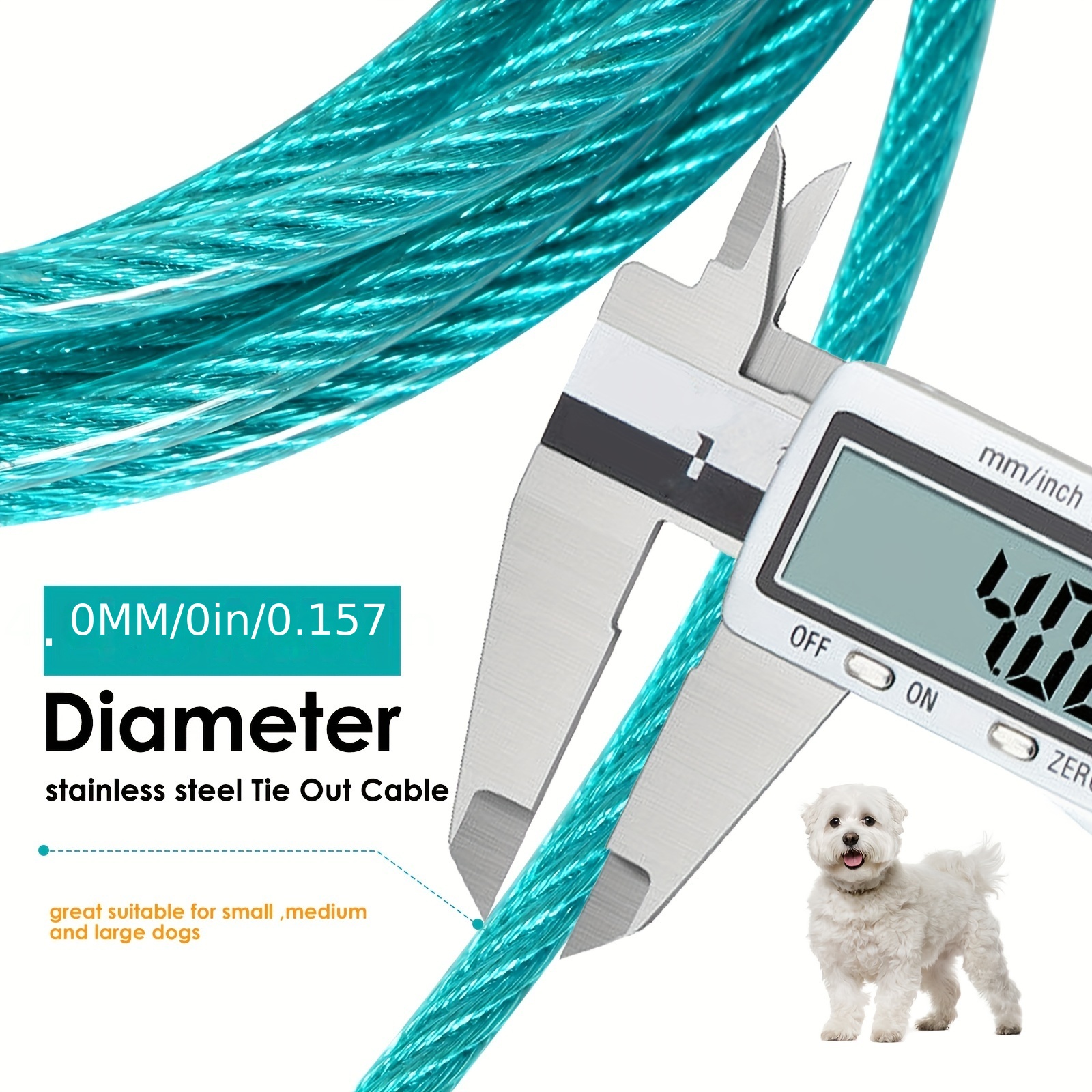 Heavy Duty Dog Tie Out Cable 100FT for Large Dogs Up To 120lbs