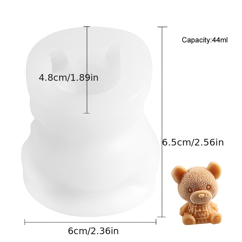 Sit Smiling Teddy Bear Silicone Candle Mold 3D Animal Soap Resin Plaster  Mould Ice Cube Chocolate Making Tool Home Decor Gifts