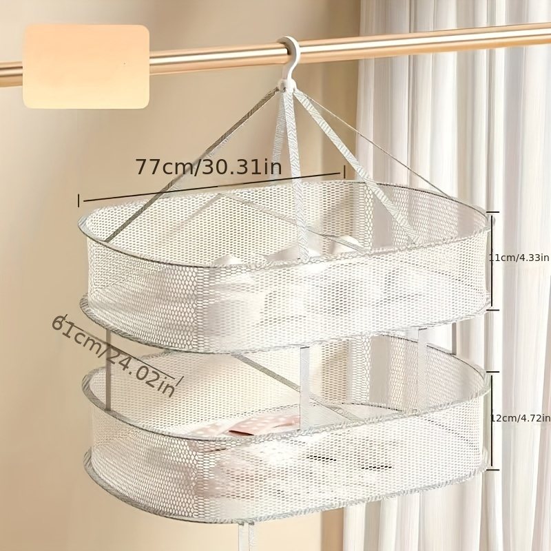 versatile double layer drying basket   sweaters clothes socks   plastic mesh design flat clothes drying   bag drying racks details 1