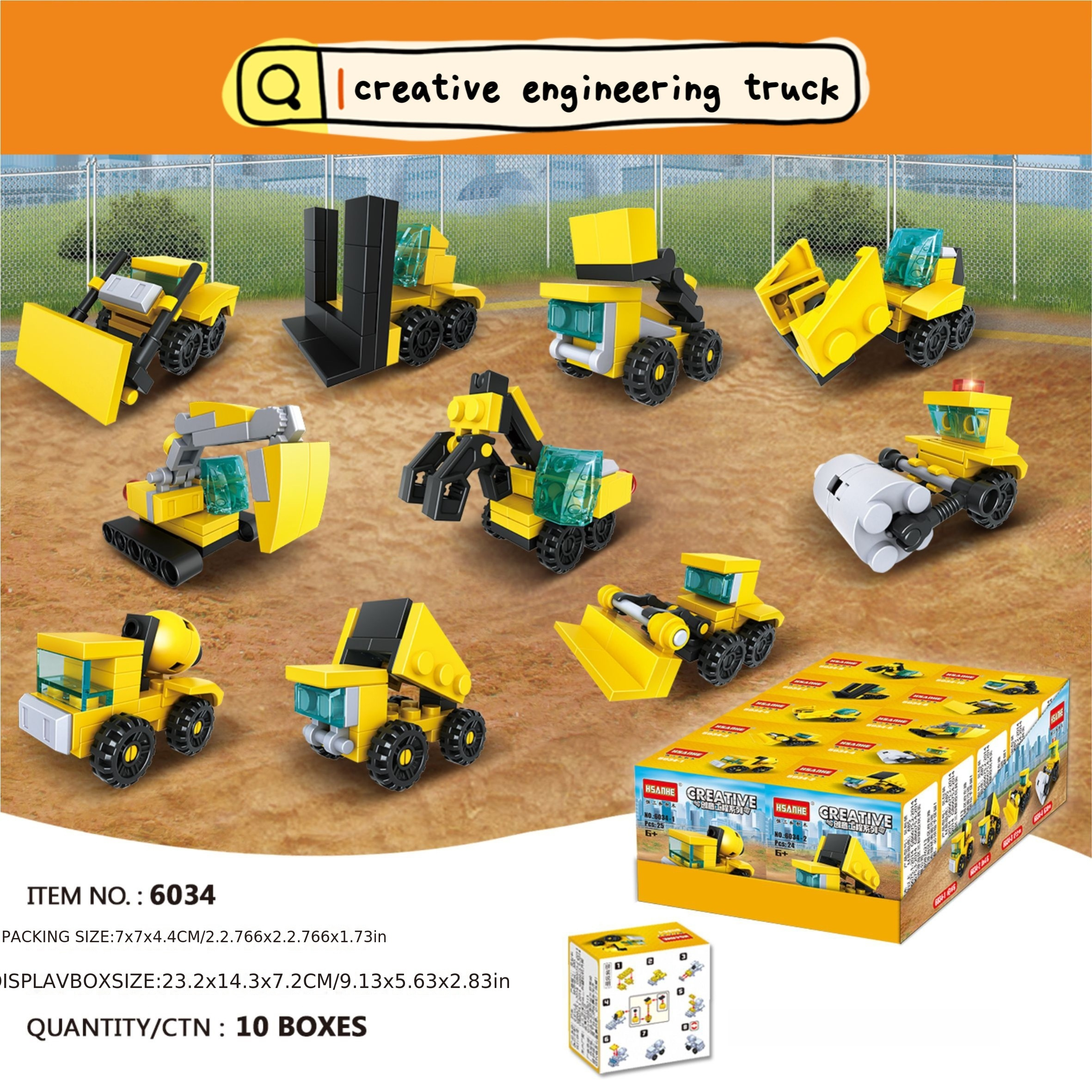 

10-piece Construction Vehicle Building Set - Educational Play For Ages 6-8, Ideal Party Gift Assembly Toy