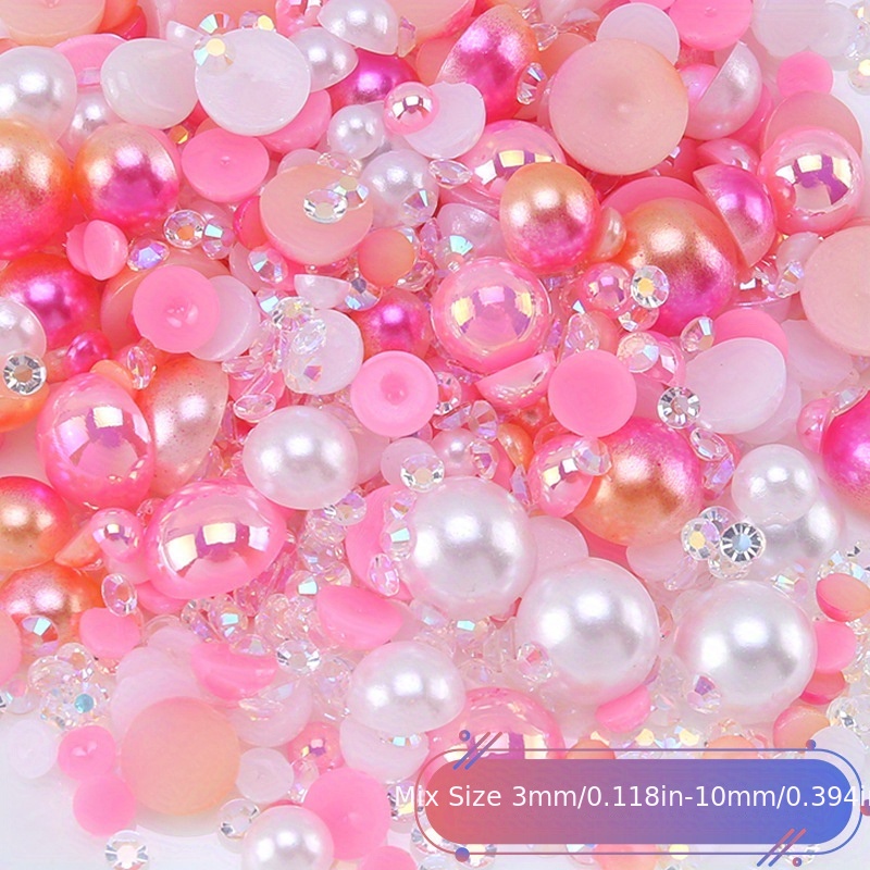 Ab Color Imitation Pearls Half Round Flatback Beads For - Temu