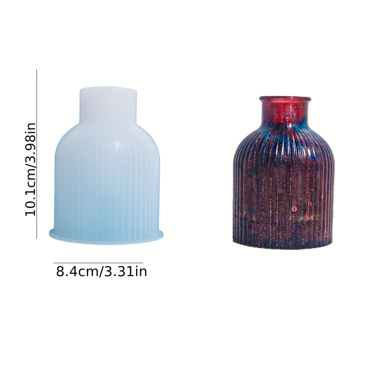 Image of Resin Silicone Stripe Vase Mold, Flower Vase Molds For Epoxy Resin Plaster Concrete, Silicone Vase Molds For Resin Gypsum, Vase Mold For Craft, Pen Holder Mould Home Decor Ornament, Desk Organizer