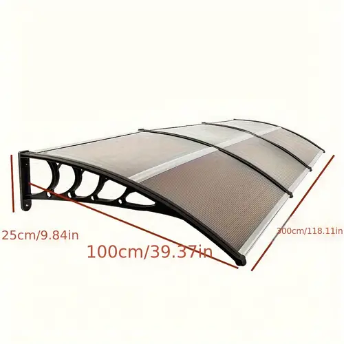 window door awning 120 38in awning plastic bracket front and rear aluminum strips anti ultraviolet anti rain and snow durable structure