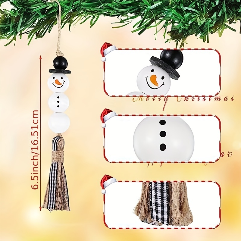Snowman Bead Garland Christmas Tree Ornaments Xmas Wooden - Temu