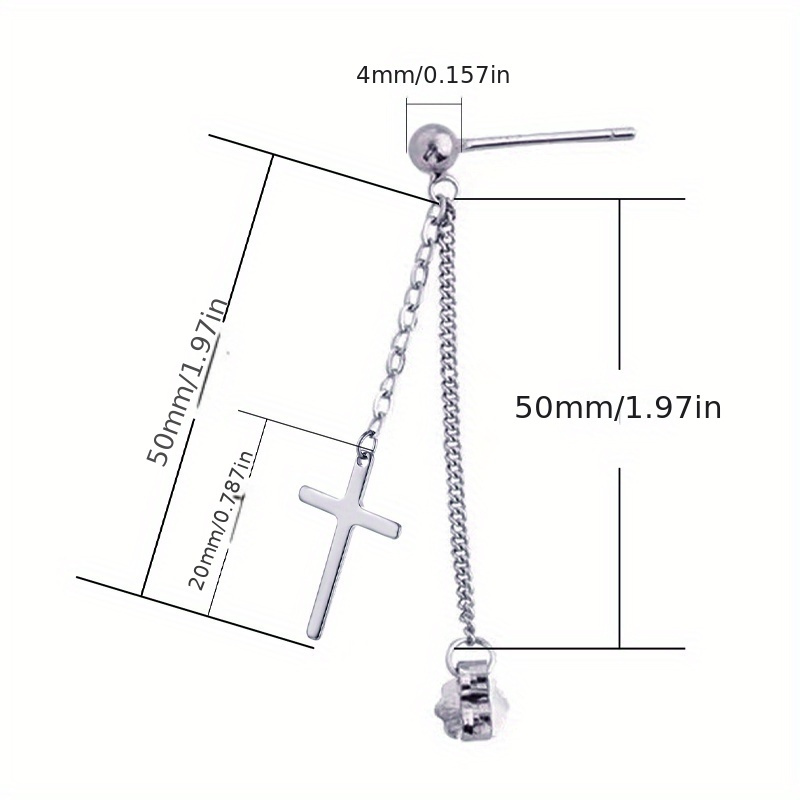 Stainless Steel Cross Pendant Front and Back Hypoallergenic Stud Earrings