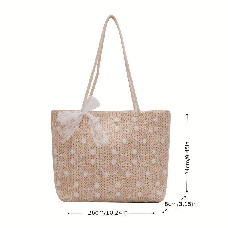 Simple Straw Tote Bag, Large Capacity Shoulder Bag For Travel, Stylish Bag  For Outdoor,Perfect For Summer Beach Travel Vacation