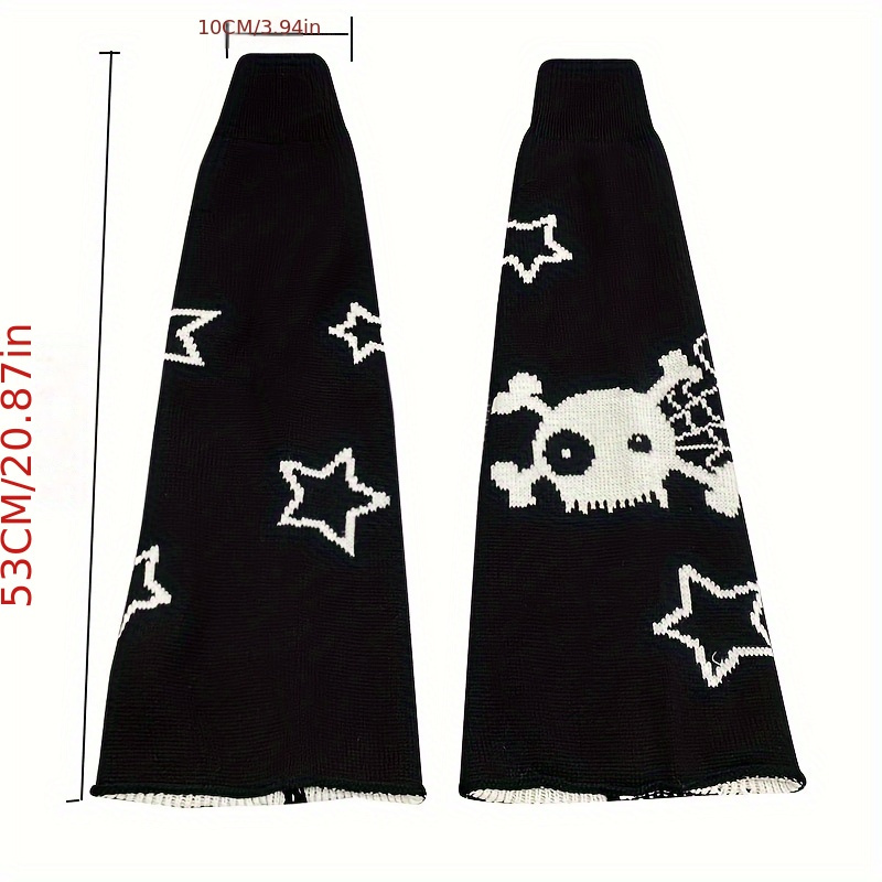 Skull Star Print Leg Warmers for Women Fairy Grunge Acubi Fashion Y2k Two  Side Wear Knitted Leg Cover Socks