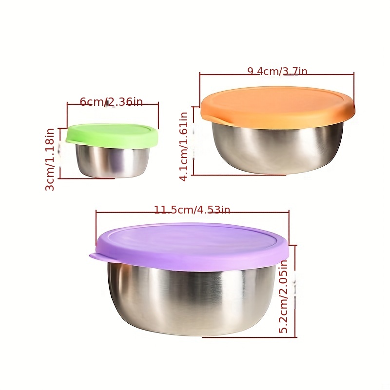 3pcs Stainless Steel Food Container With Lid, Reusable Snack Container,  Stainless Steel Lunch Container, Metal Food Container, Stainless Steel Food  St