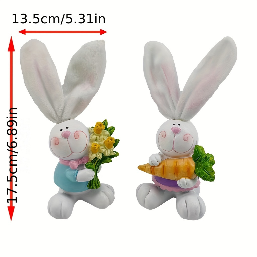 2pcs easter decoration easter bunny decor easter rabbit spring home decor bunny figurines bunny statue for easter and spring